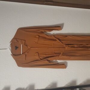 Burnt Orange Button-Up Dress